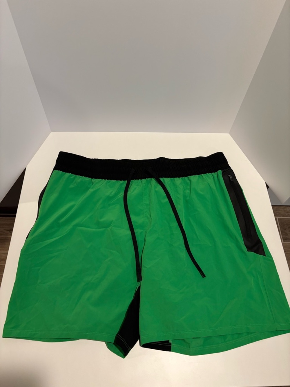 Men’s Big and Tall Green Athletic Shorts with Black Trim
